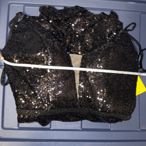 Glow Dress Black Sequin Rhinestone Open Back Prom Formal Homecoming NWT - Picture 16 of 17